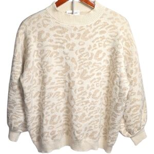Goodnight Macaroon Cream & Beige Leopard-Pattern Crewneck "Kenya" Sweater